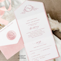 Elegantes Monogramm und Rosa Wasserfarbenhochzeit