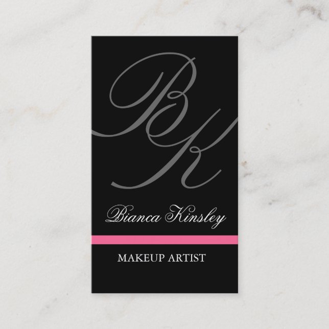 Elegantes Monogramm-Visitenkarte-Make-up Artitst Visitenkarte (Vorderseite)