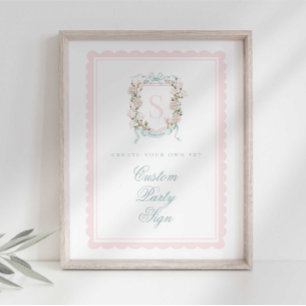Elegantes Monogramm-Wappen-Baby-Shower-Zeichen ind Poster
