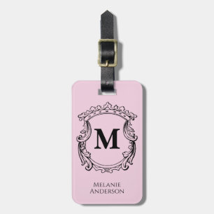 Elegantes Monogramm-Wappen in Rosa Gepäckanhänger