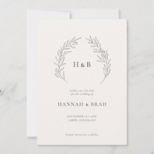 Elegantes Monogramm-Wappen Save The Date