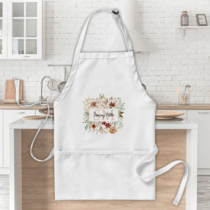 Elegantes Monogramm Wasserfarbe Herbst Wildblumen Schürze