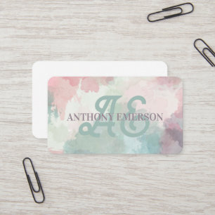 Elegantes Monogramm Wasserfarbenschichten Visitenkarte