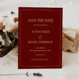 Elegantes Monogramm Weinrotes Skript Hochzeit Save The Date