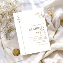 Elegantes Monogramm Weiß und Gold Hochzeit