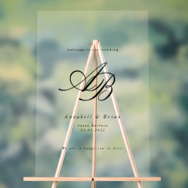 Elegantes Monogramm Weiße Hochzeit Acrylschild