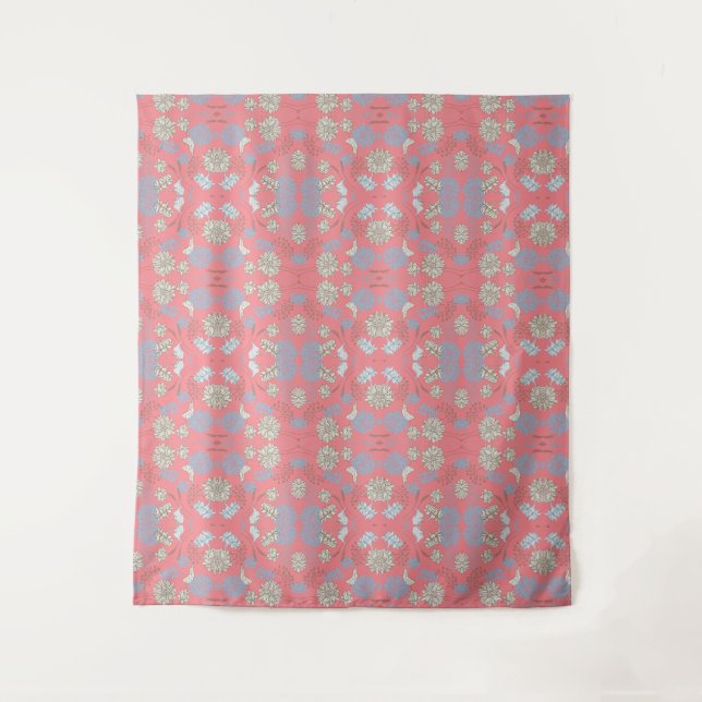Elegantes Monogramm-Wildblume Rosa Tapestry Wandteppich (Vorderseite)