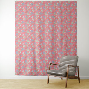 Elegantes Monogramm Wildflower Rosa Wandteppich