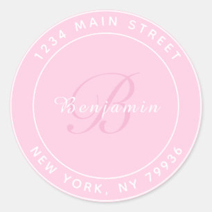 Elegantes Monogramm zirkuläre Rücksendeadresse Pin Runder Aufkleber