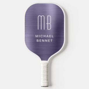Elegantes monogrammiertes falsches violettes metal pickleball schläger