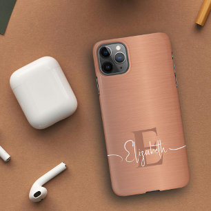Elegantes, monogrammiertes Luxus-Metall aus gebürs iPhone 16 Hülle