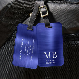 Elegantes monogrammiertes Navy Blau  Gepäckanhänger