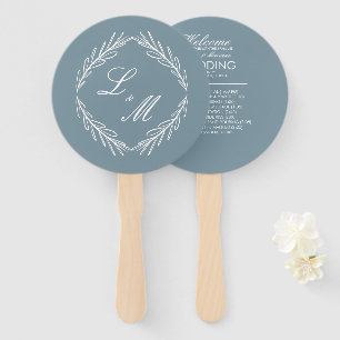 Elegantes monogrammiertes Zweig-Hochzeitsprogramm Fächer