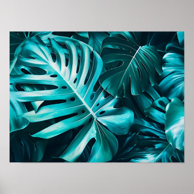 Elegantes Monstera-Blatt-Horizontal-Wandkunstposte Poster (Vorne)