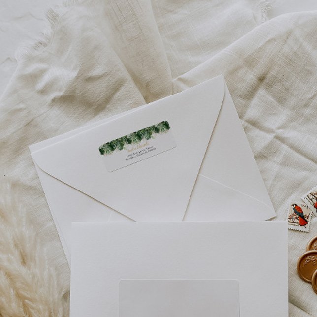 Elegantes Monstera-Rücksendeadresse-Label (Von Creator hochgeladen)