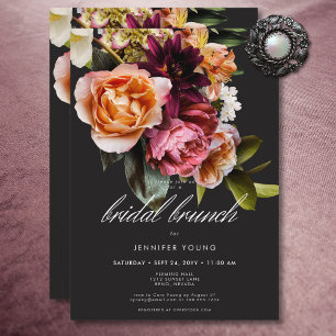 Elegantes Moody Burgundy & Pink Bridal Brunch Einladung