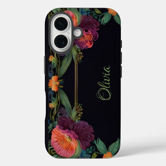 Elegantes Moody Pachy rosa boho floral Case-Mate iPhone Hülle (Rückseite)
