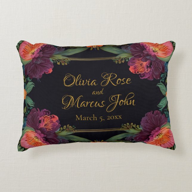 Elegantes Moody Pachy rosa boho floral Dekokissen (Vorderseite)