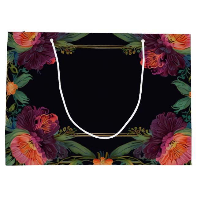 Elegantes Moody Pachy rosa boho floral Große Geschenktüte (Rückseite)