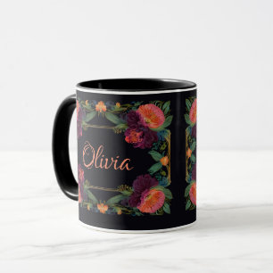 Elegantes Moody Pachy rosa boho floral Tasse