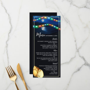 Elegantes Moonlit Beach Wedding Menu Menükarte