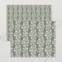 Elegantes Moosgrünes Blumenmuster Scrapbook Papier