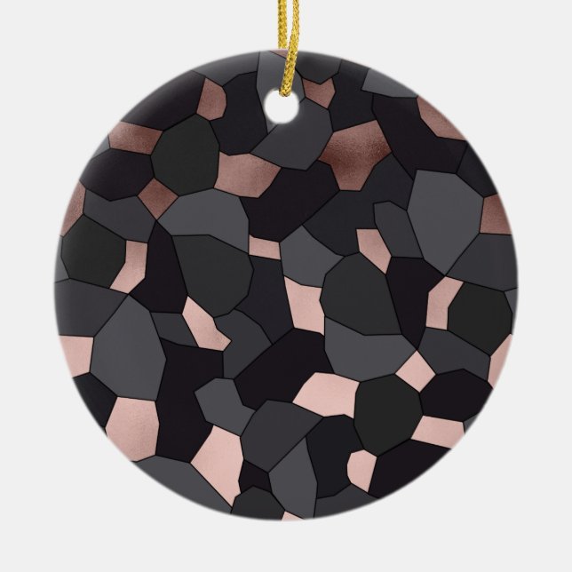 Elegantes Mosaik aus Rose, grau und schwarz Keramik Ornament (Vorne)