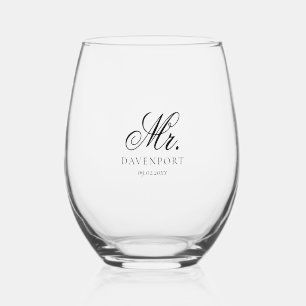 Elegantes Mr. & Mrs. Hochzeitsgeschenk zur Erinner Weinglas Ohne Stiel