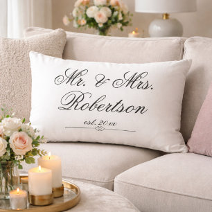 Elegantes Mr Mrs Name Est. Hochzeits-Akzente-Kisse Lendenkissen