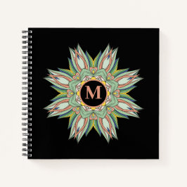 Elegantes Multi-Color Mandala Blühe Monogramm Notizbuch