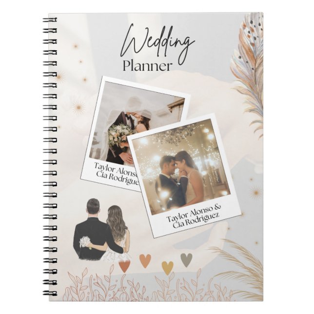 Elegantes Multi-Foto-Hochzeitsplaner Notizblock (Vorderseite)
