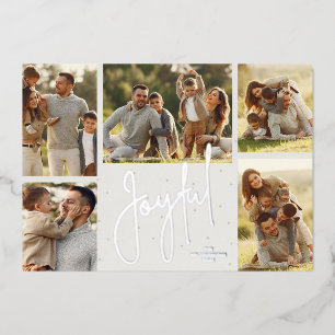 Elegantes Multi Foto Joyful Silver Folien Feiertagskarte