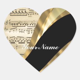 Elegantes Musikblatt Herz-Aufkleber
