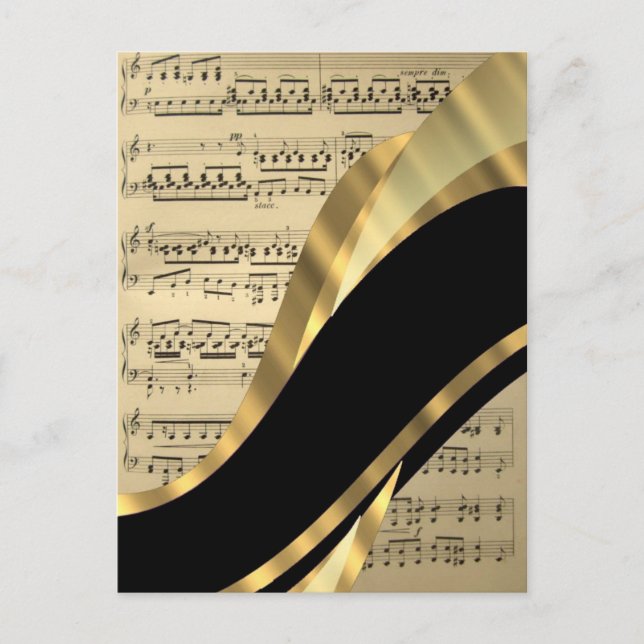 Elegantes Musikblatt Postkarte (Vorderseite)