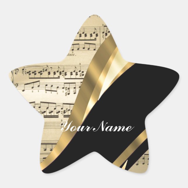 Elegantes Musikblatt Stern-Aufkleber (Vorderseite)