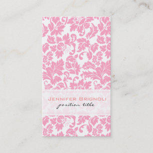 Elegantes Muster aus rosa und weiß geblümten Damas Visitenkarte