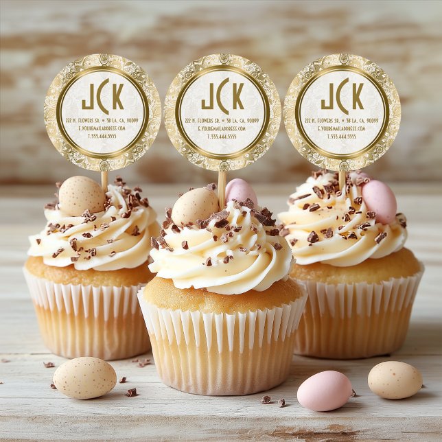 Elegantes Muster aus weißer und goldener Flora Dam Runder Aufkleber (Von Creator hochgeladen)