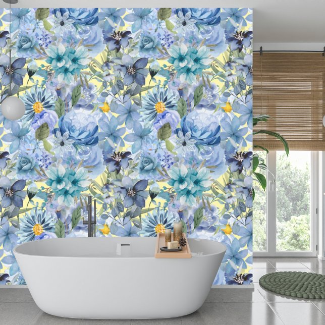 Elegantes Muster botanischer blauer Wildblume Tapete (Von Creator hochgeladen)
