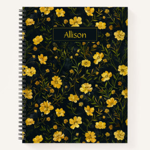 Elegantes Muster der Gelben Buttercup-Blume Notizbuch