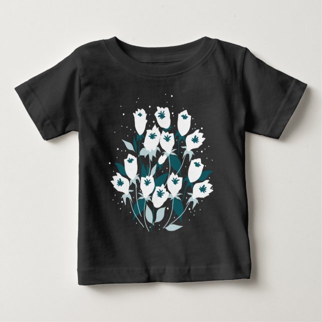Elegantes Muster der Tulip Blume Botanisches Kunst Baby T-shirt (Vorderseite)
