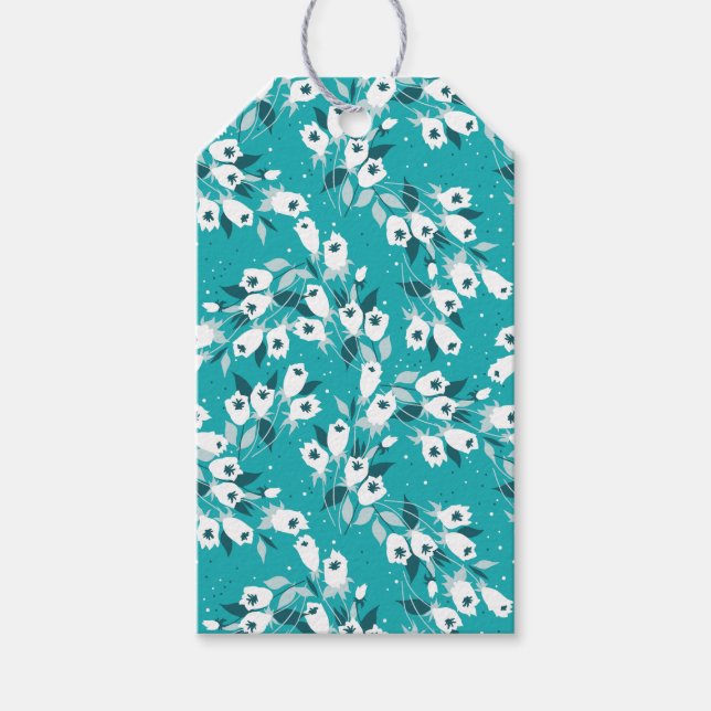 Elegantes Muster der Tulip Blume Botanisches Kunst Geschenkanhänger (Vorderseite)