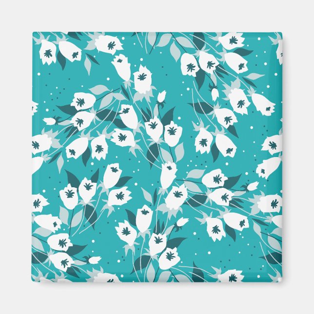 Elegantes Muster der Tulip Blume Botanisches Kunst Magnet (Vorne)