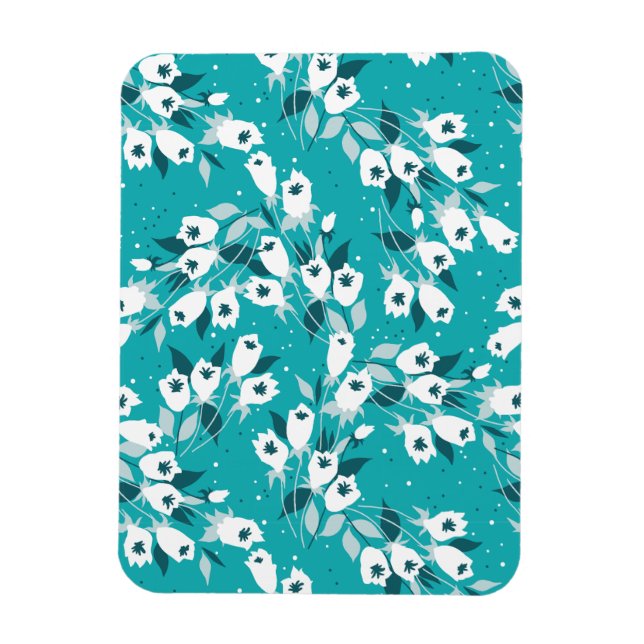 Elegantes Muster der Tulip Blume Botanisches Kunst Magnet (Vertikal)