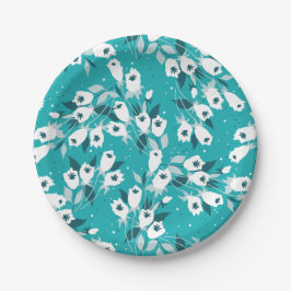 Elegantes Muster der Tulip Blume Botanisches Kunst Pappteller