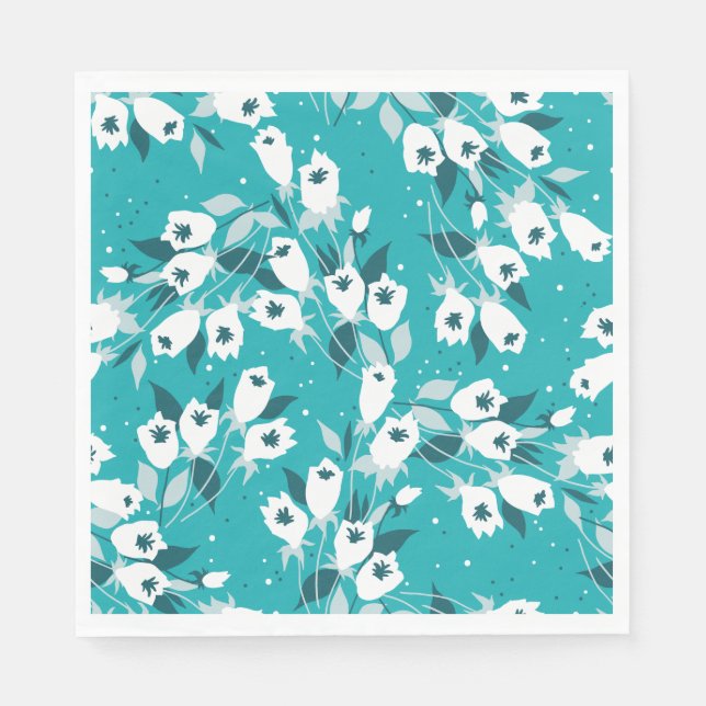 Elegantes Muster der Tulip Blume Botanisches Kunst Serviette (Vorderseite)