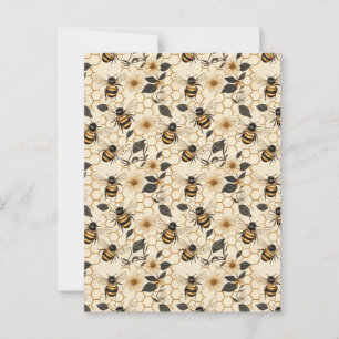 Elegantes Muster für Bienen und Honeycomb Postkarte
