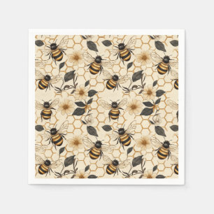 Elegantes Muster für Bienen und Honeycomb Serviette