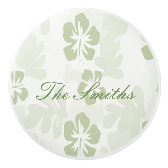 Elegantes Muster für Hibisken der Mute-Szene Keramikknauf (Vorderseite)