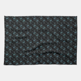 Elegantes Muster für moderne blaue Herzen und Keys Geschirrtuch