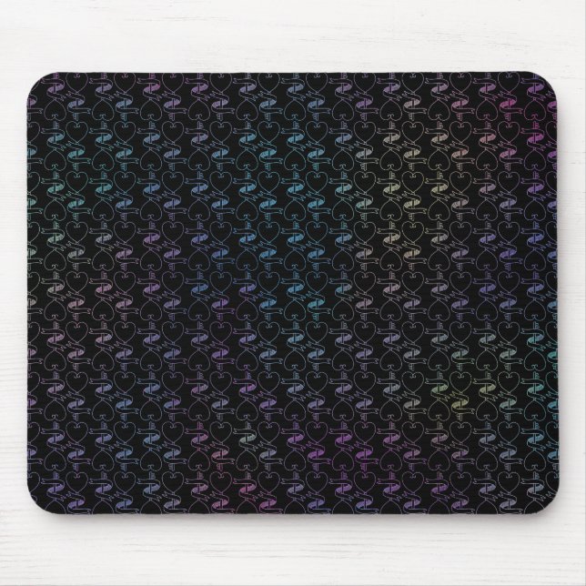 Elegantes Muster für moderne, farbenfrohe Herzen u Mousepad (Vorne)